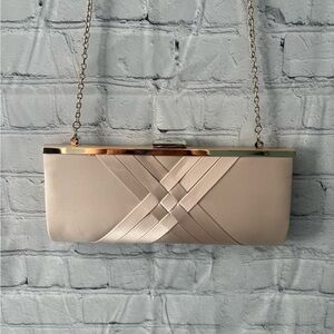 INC International Concept Elegant Champagne Clutch Bag with Chain Strap